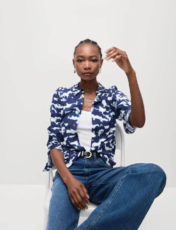 Printed Collared Button Through Shirt-- Graphic T-Shirt Round Neck Polyester