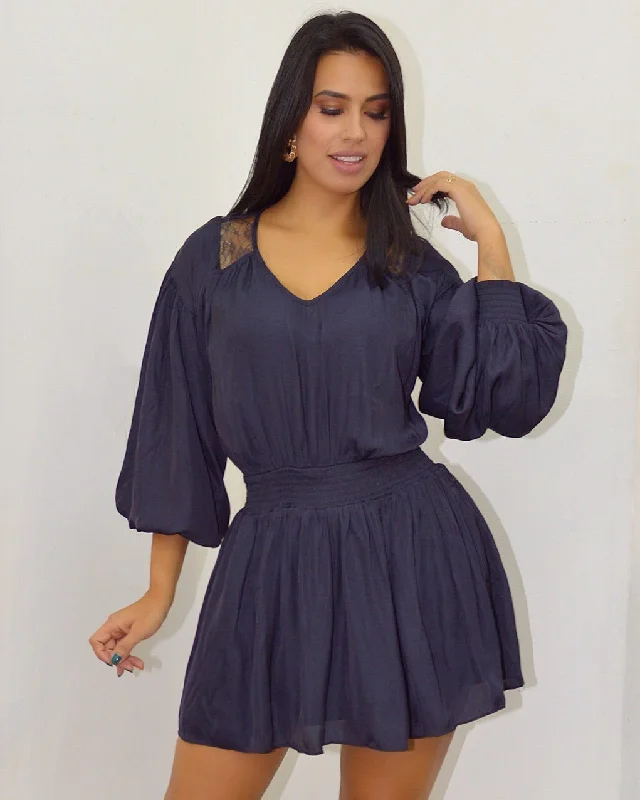 Be Beautiful Lace Back Long Sleeve Mini Dress Cozy Knitted Mini Dress
