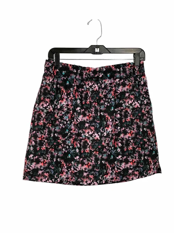 Skechers Size M Black Multi Flowers Skirt zip skirt side