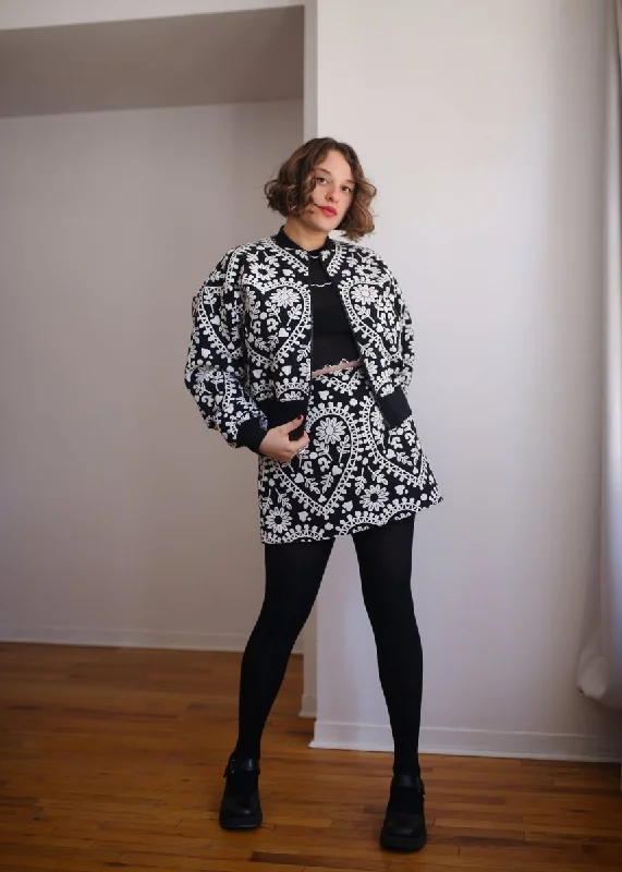 Eliza Faulkner Frida Jacket (Black and White Jacquard) Wool Fabric Cashmere Fabric Tweed Fabric Eliza Faulkner Frida Jacket (Black and White Jacquard) Wool Fabric Cashmere Fabric Tweed Fabric