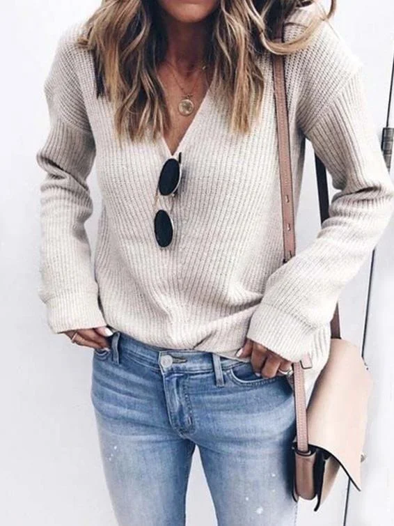 Basic Knit Sweater Transparent Opaque Sheer
