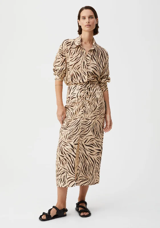 Christel Linen Skirt_Print linen skirt light