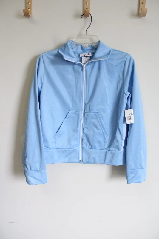 NEW Swak Blue Zip Up Jacket | L Knit Fabric Woven Fabric Fleece Fabric