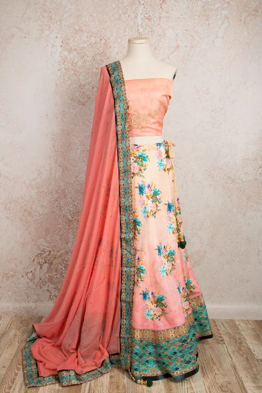 Printed choli & skirt R8_1530 cashmere skirt soft