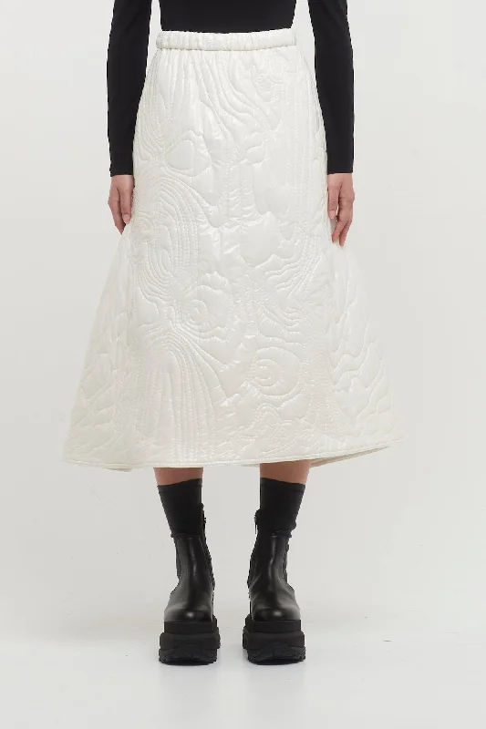 Melitta Baumeister White Glossy Nylon Quilted Skirt lightweight skirt design
