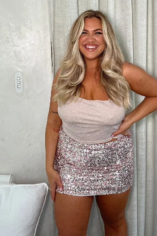 Gold Sequin Mini Skirt chiffon skirt lightweight